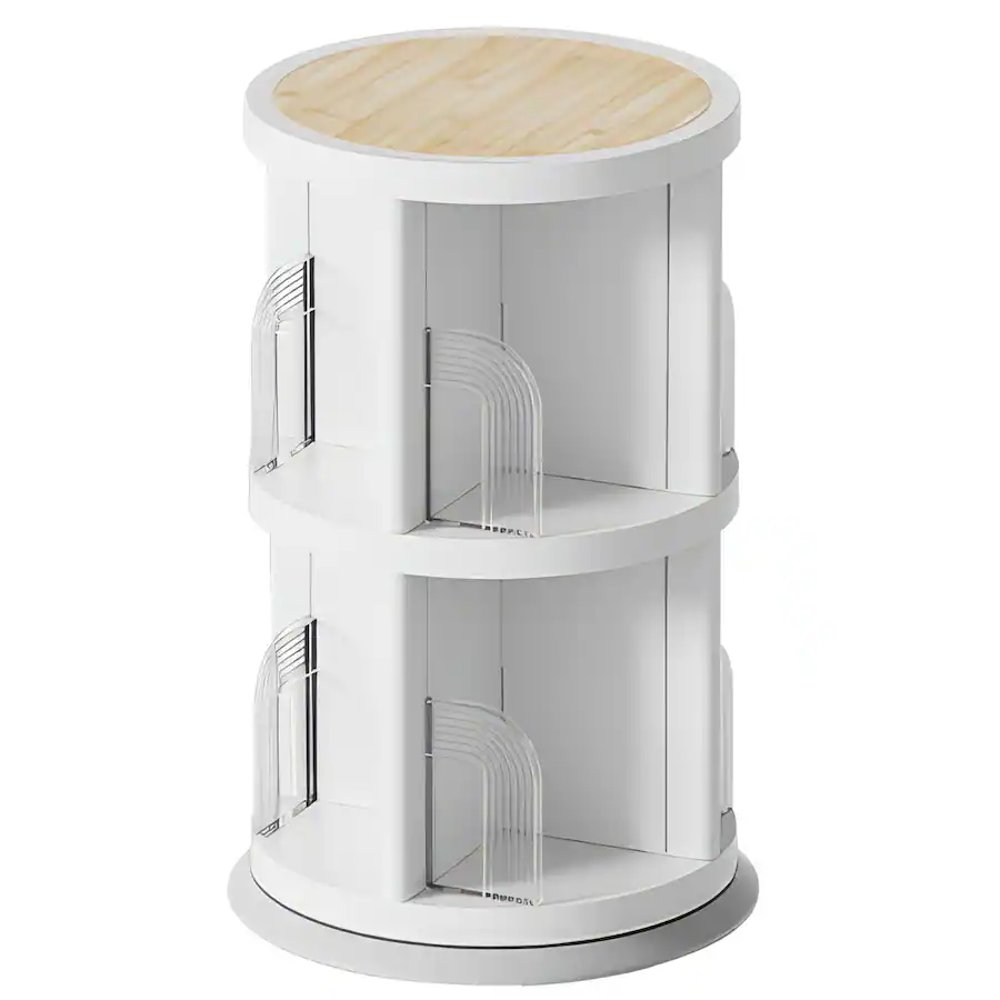 FC Design 360° Rotating 2 Tier Bookshelf, Space Saving Organizer for ...