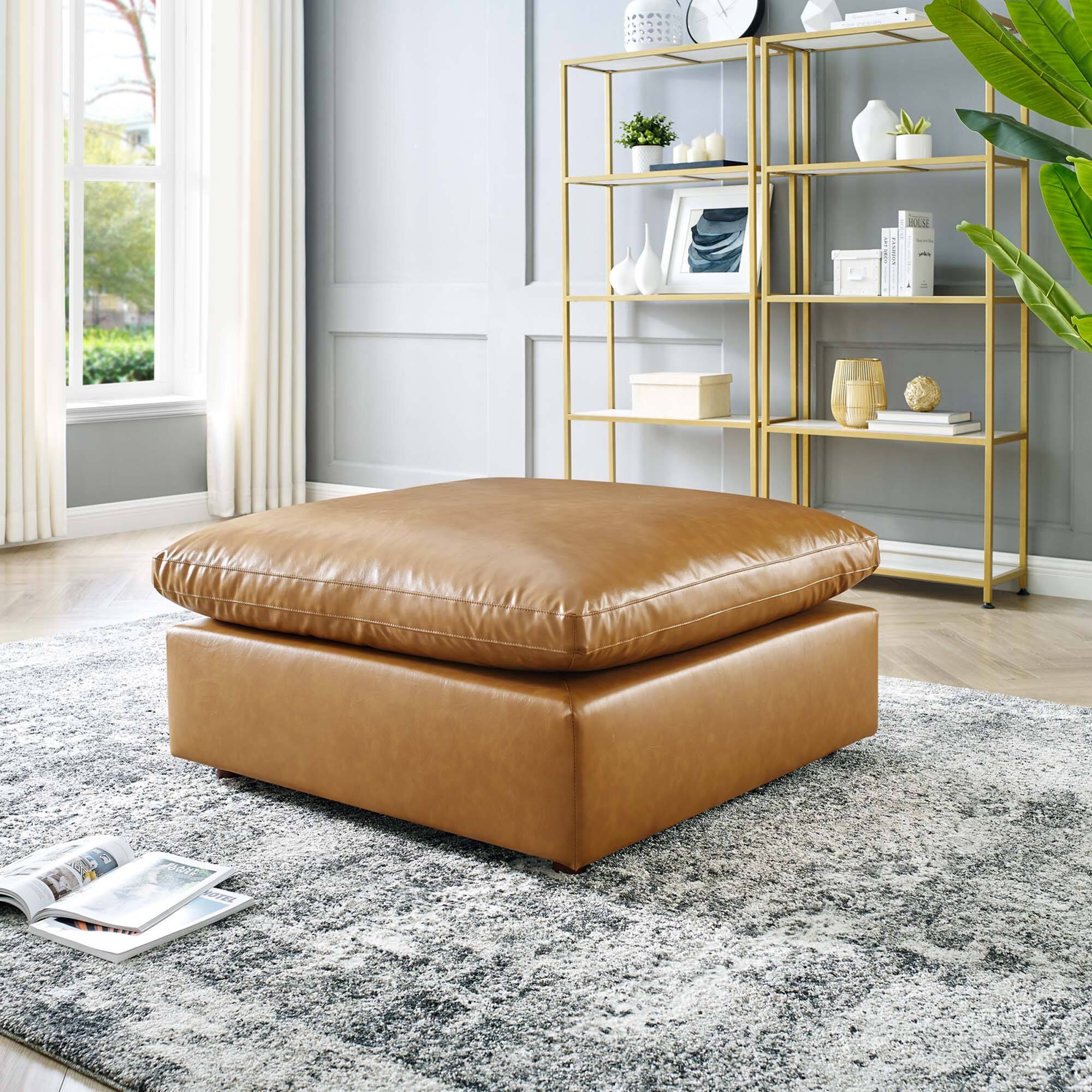 Front. Modway - Commix Down Filled Overstuffed Vegan Leather Ottoman by Modway - EEI-4695-TAN.