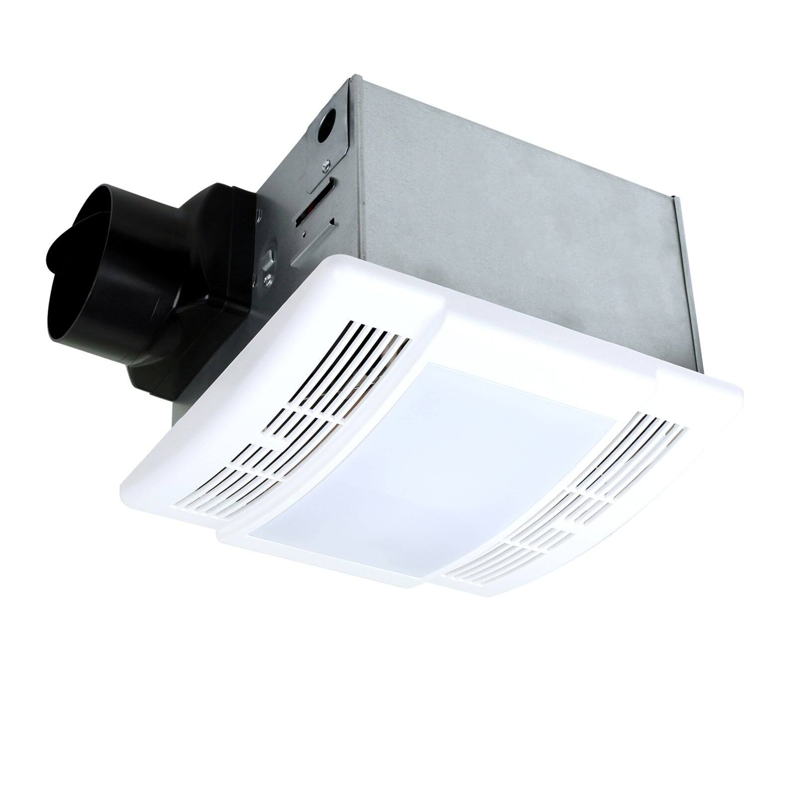 Front. Akicon - 90 CFM Ceiling Bathroom Exhaust Fan with LED Light - White.