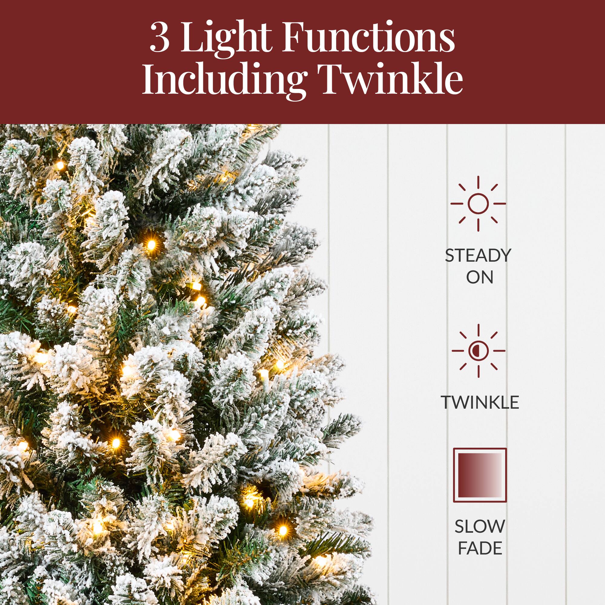 3 Light Functions Including Twinkle

- STEADY ON
- TWINKLE
- SLOW FADE