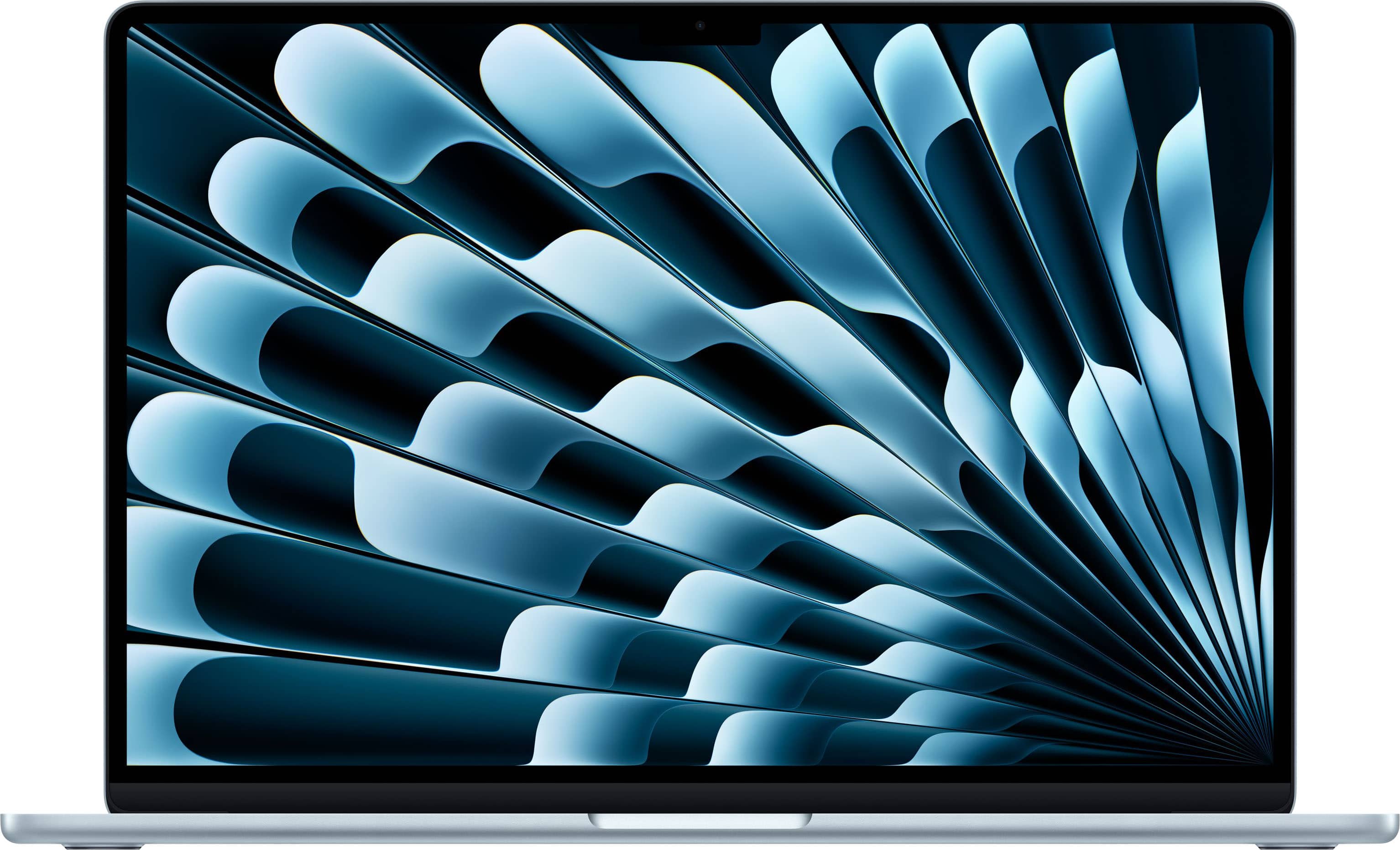 Front. Apple - 15-inch MacBook Air - Apple M5 chip with 10-core CPU and 10-core GPU - 16GB Memory - 512GB SSD - Sky Blue.