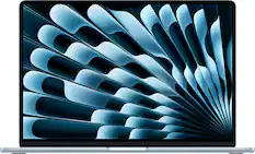 Front. Apple - MacBook Air 15-inch Laptop - M5 chip with 10-core CPU and 10-core GPU - 16GB Memory - 512GB SSD - Sky Blue.