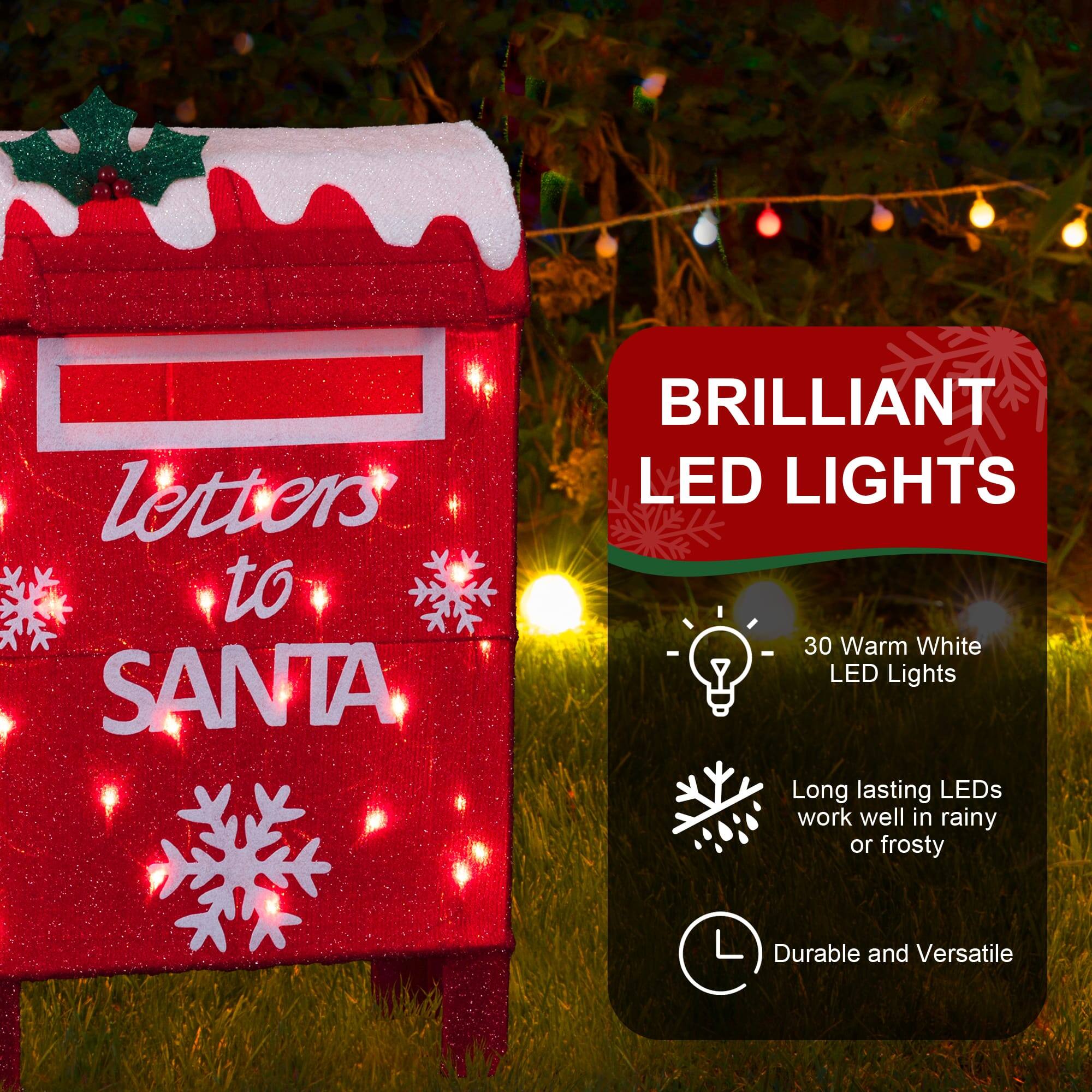 Letters to SANTA,  
BRILLIANT LED LIGHTS  
30 Warm White LED Lights  
Long lasting LEDs work well in rainy or frosty  
Durable and Versatile