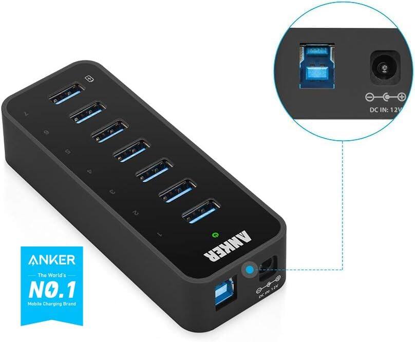 4 - + L P DC IN: 12V 9 F 5 F 4 3 ANKER The World's NO.1 Mobile Charging Brand 2 1 Q ANKER 00 A 1V DC