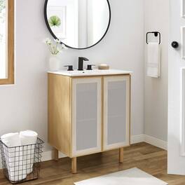 Calla Bathroom Vanity Basin Included by Modway - White Oak