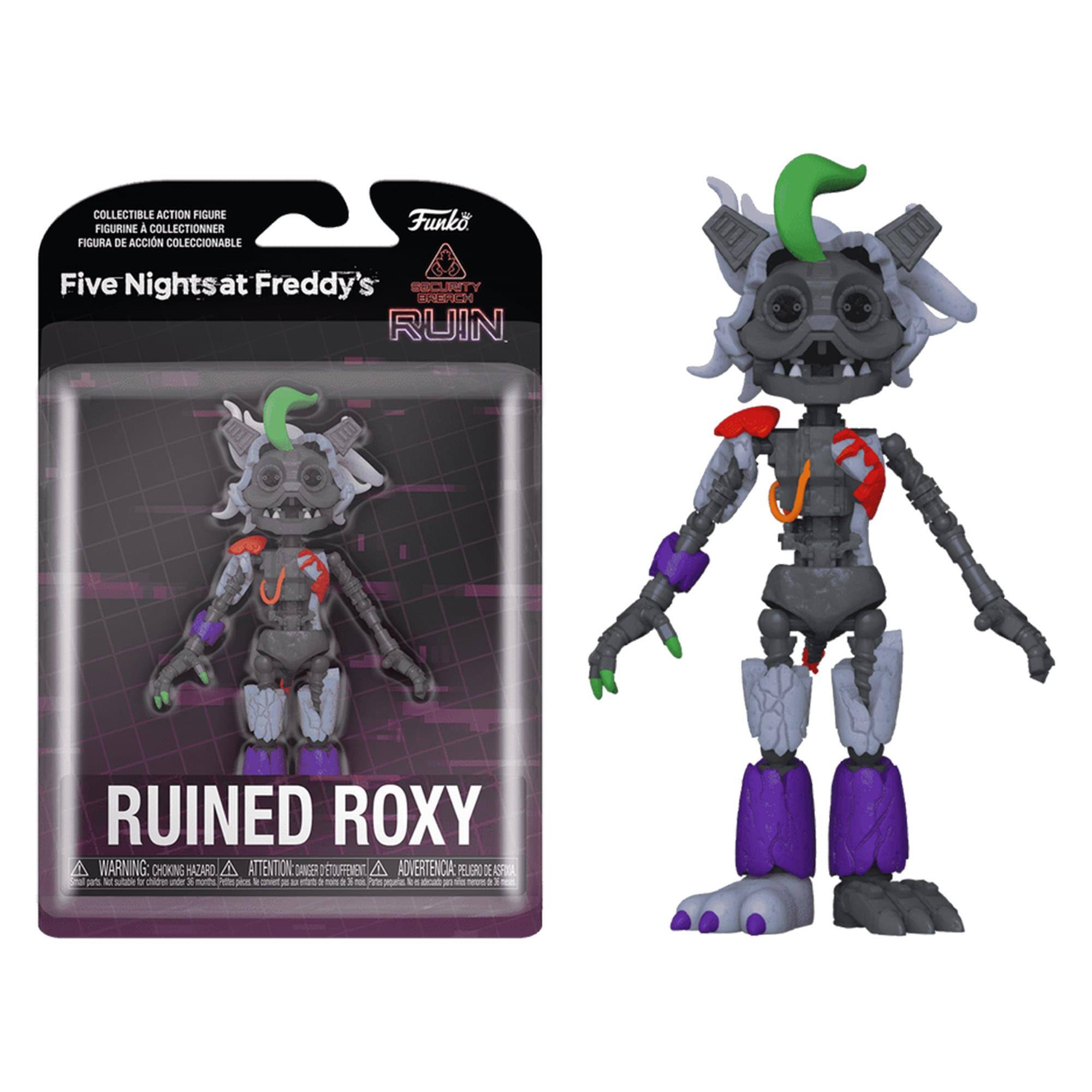 COLLECTIBLE ACTION FIGURE  
FIGURINE À COLLECTIONNER  
FIGURA DE ACCIÓN COLECCIONABLE  

Five Nights at Freddy's  
RUIN  

RUINED ROXY  

WARNING: CHOKING HAZARD  
ATTENTION: DANGER DE SOUFFOCATION  
ADVERTENCIA: PEQUEÑO OBJETO PELIGROSO