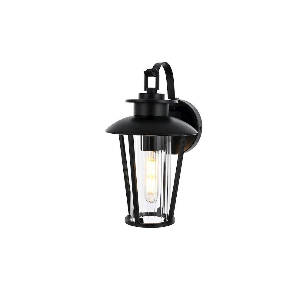 Angle. Elegant Lighting - Wensley 7 inch Outdoor Pendant in Black - Black.