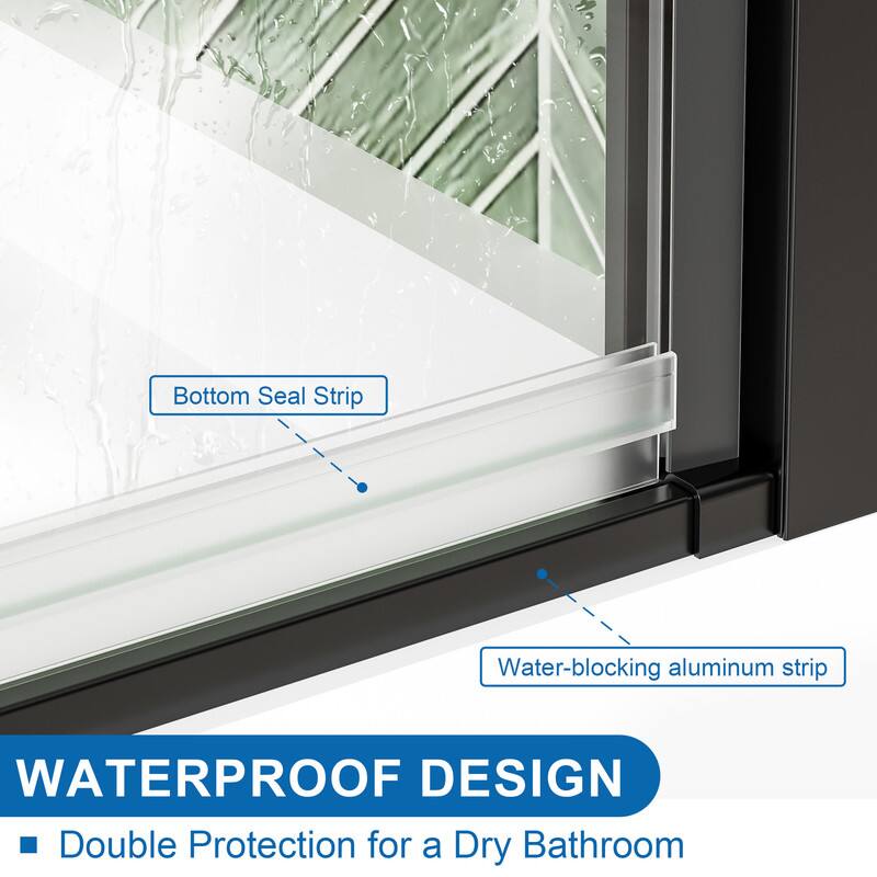 Bottom Seal Strip  
Water-blocking aluminum strip  
WATERPROOF DESIGN  
Double Protection for a Dry Bathroom