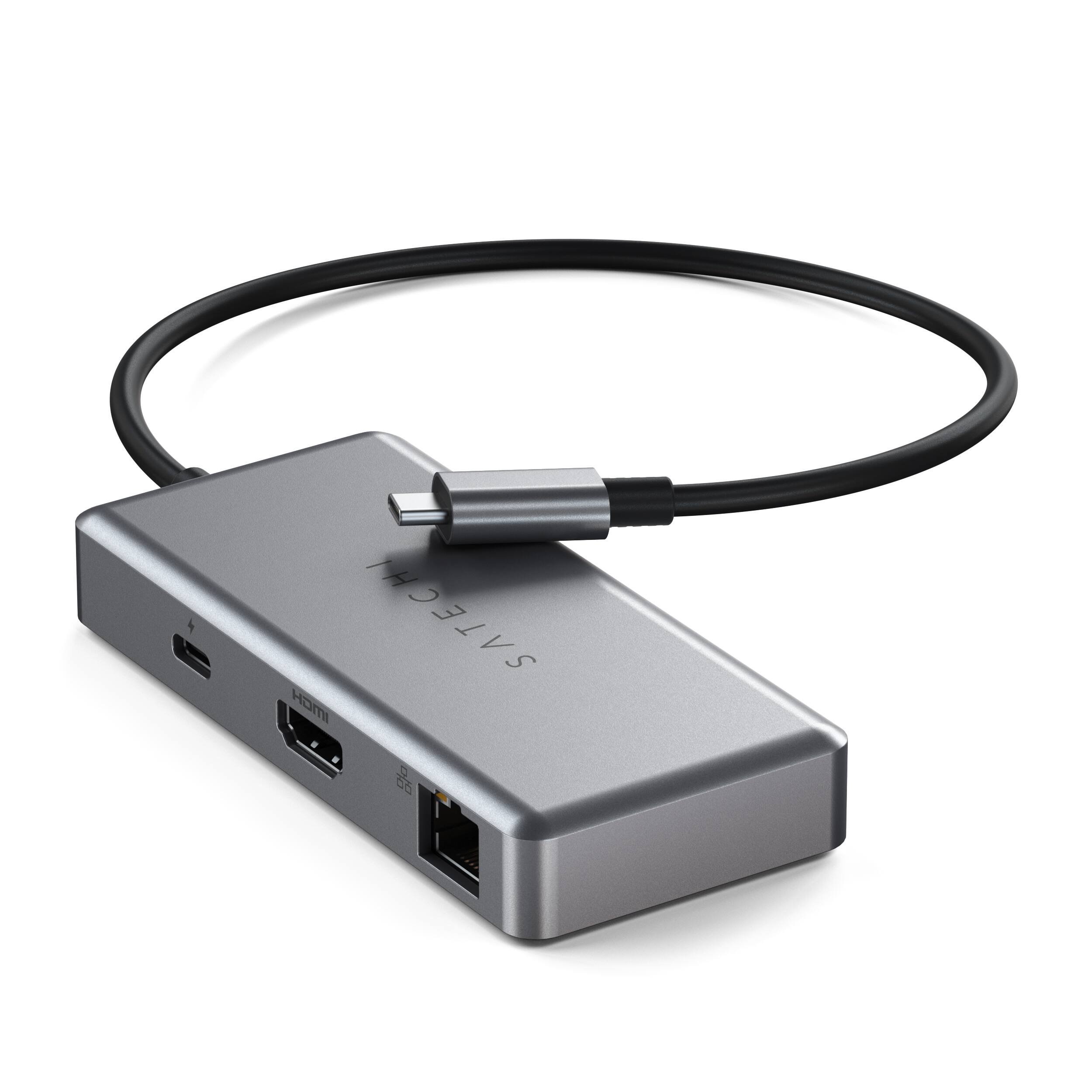 Alt View 12. Satechi - 5-port USB-C Multiport for Chromebook with Gigabit Ethernet, 4K HDMI (60Hz), USB-C PD charging (96W) and 2 USB-A 3.0 - Space Gray.