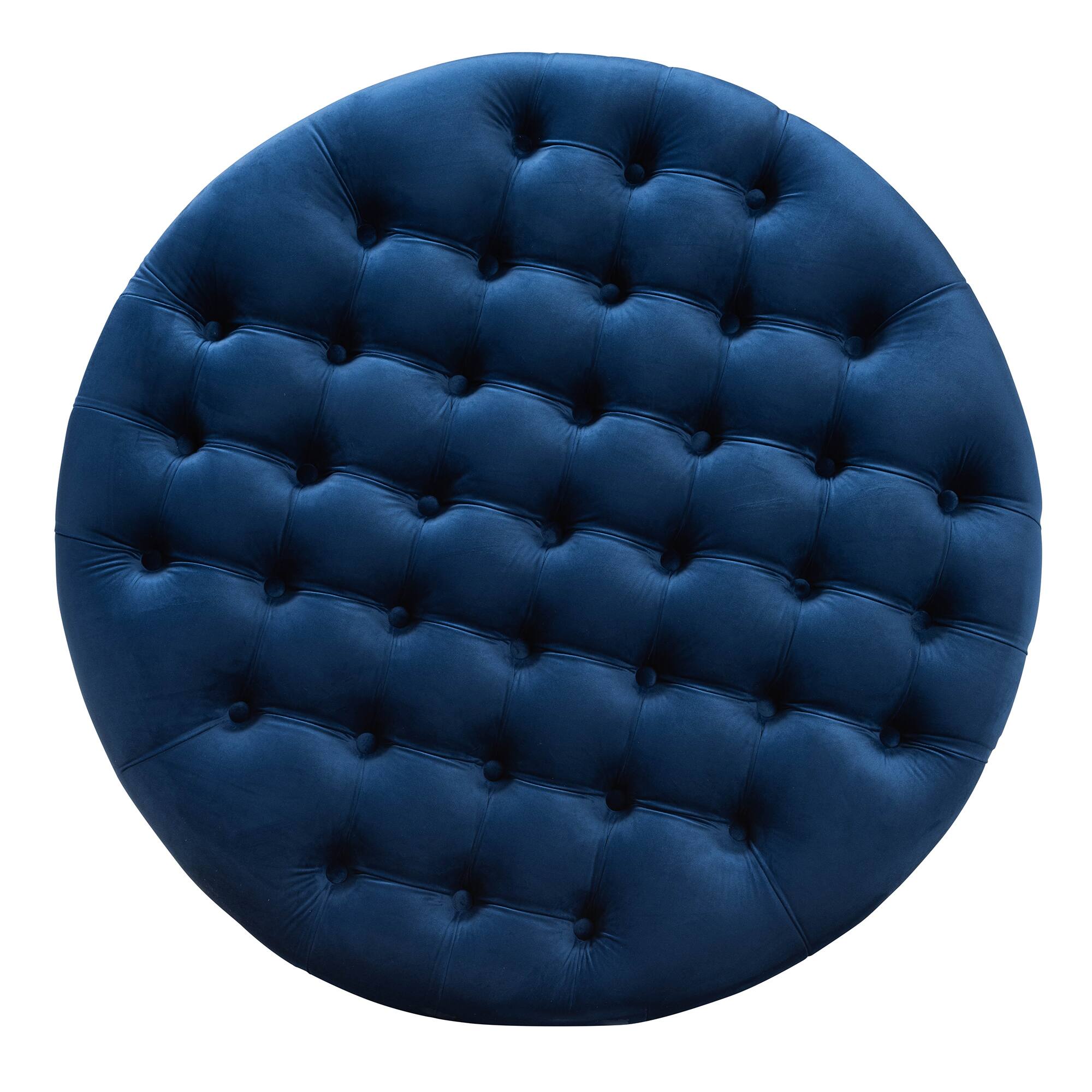 Left. Baxton Studio - Iglehart Modern and Contemporary Velvet Fabric Upholstered Tufted Cocktail Ottoman - Royal Blue.