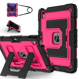 UUCOVER - Rugged Protective Case for iPad Air 11-inch M4 / M3 / M2 (2026/2025/2024) Shockproof Stand Cover with Shoulder Strap - Rose+Black