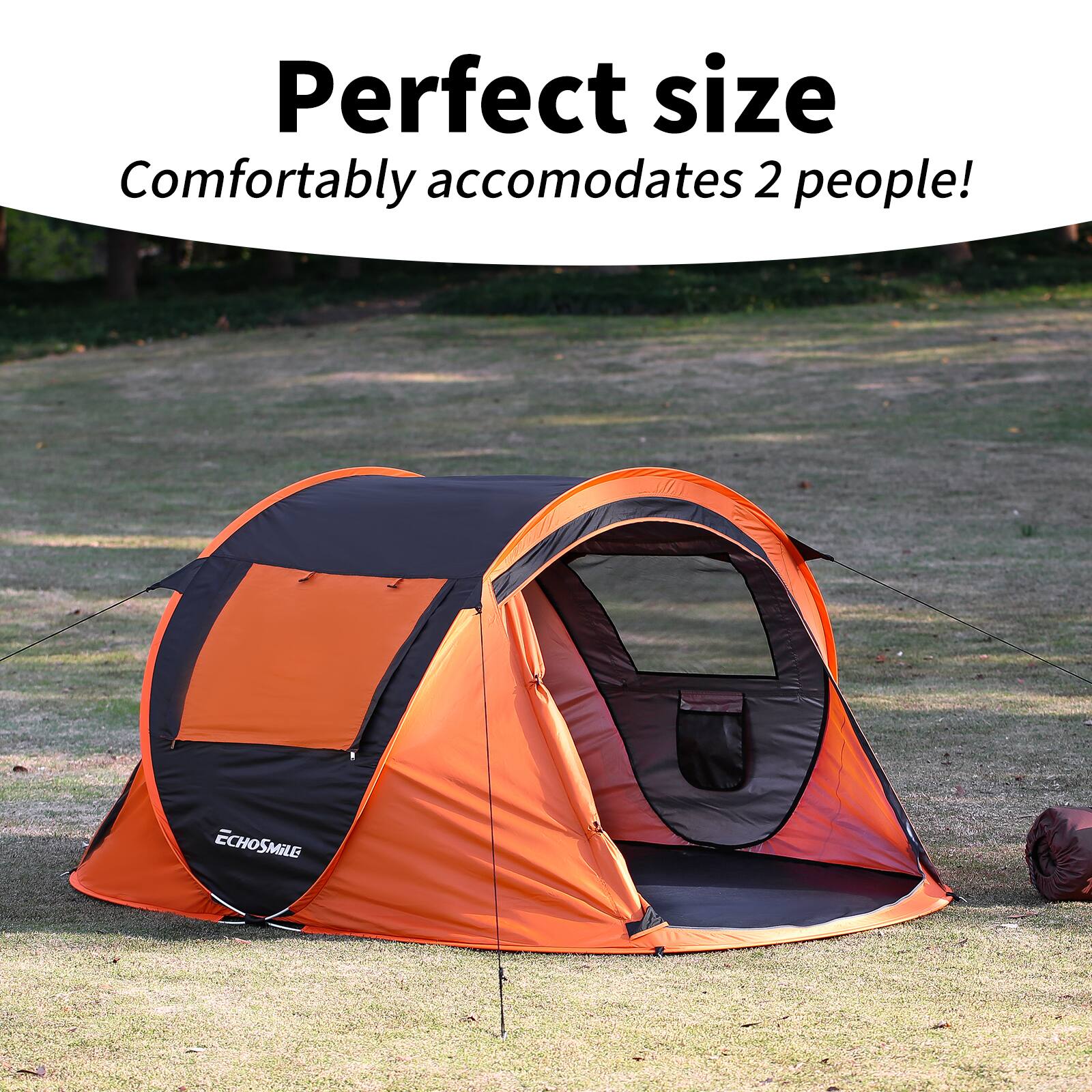 Perfect size  
Comfortably accommodates 2 people!