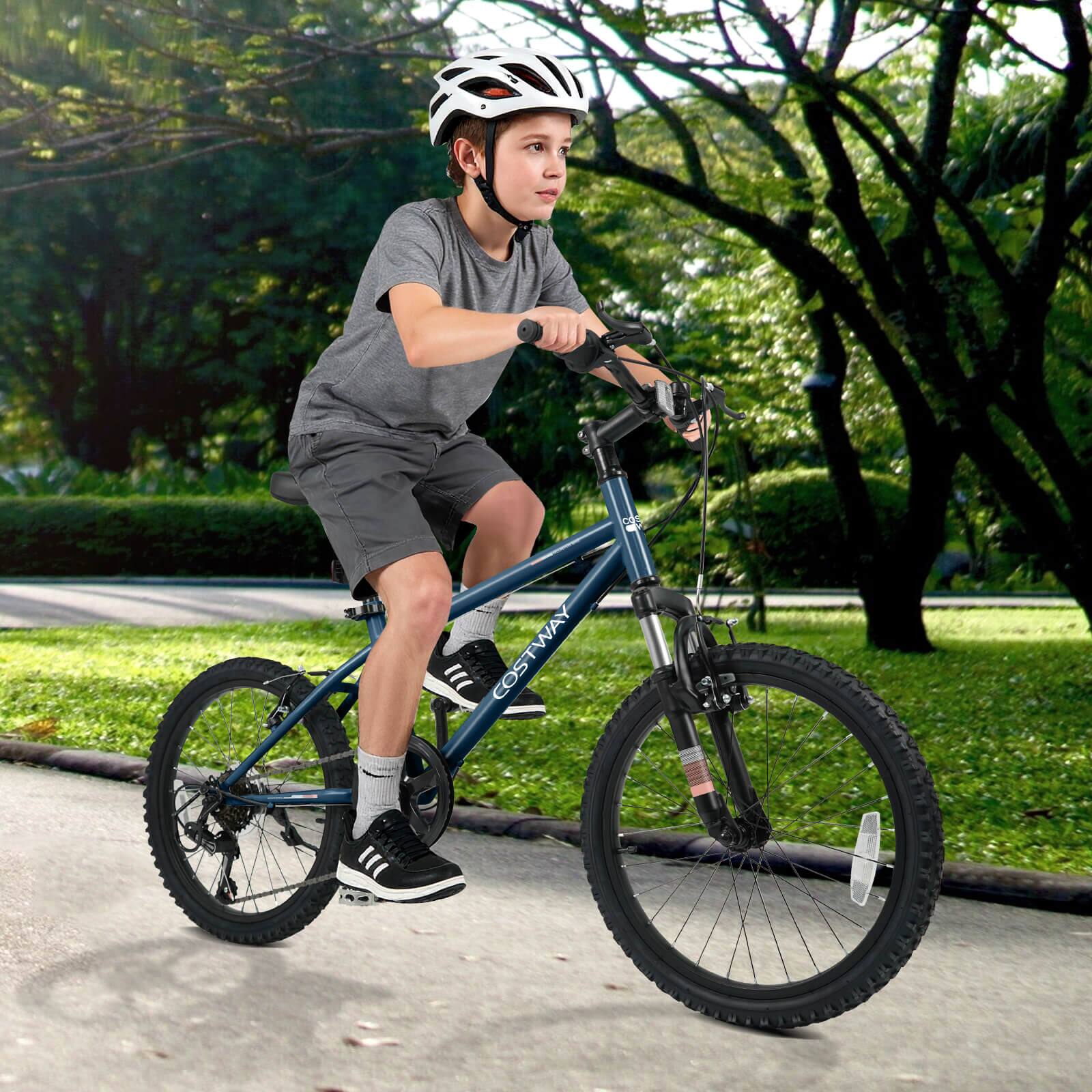 Alt View 1. Costway - Costway 20 Inch Kids Mountain Bike for Boys Girls Aged 8+ Years Old with Suspension Fork - Navy.