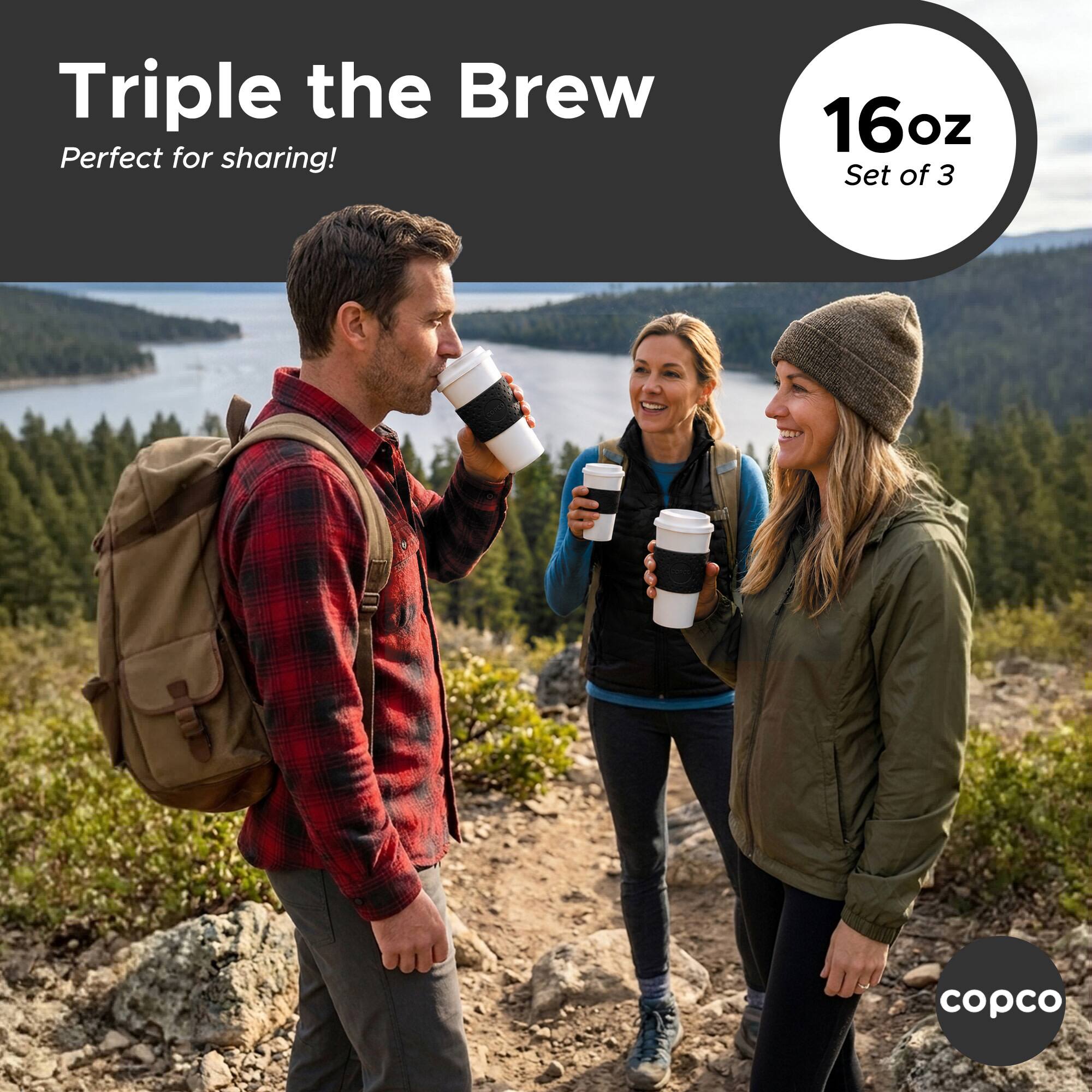 Triple the Brew  
Perfect for sharing!  
16oz  
Set of 3  
copco