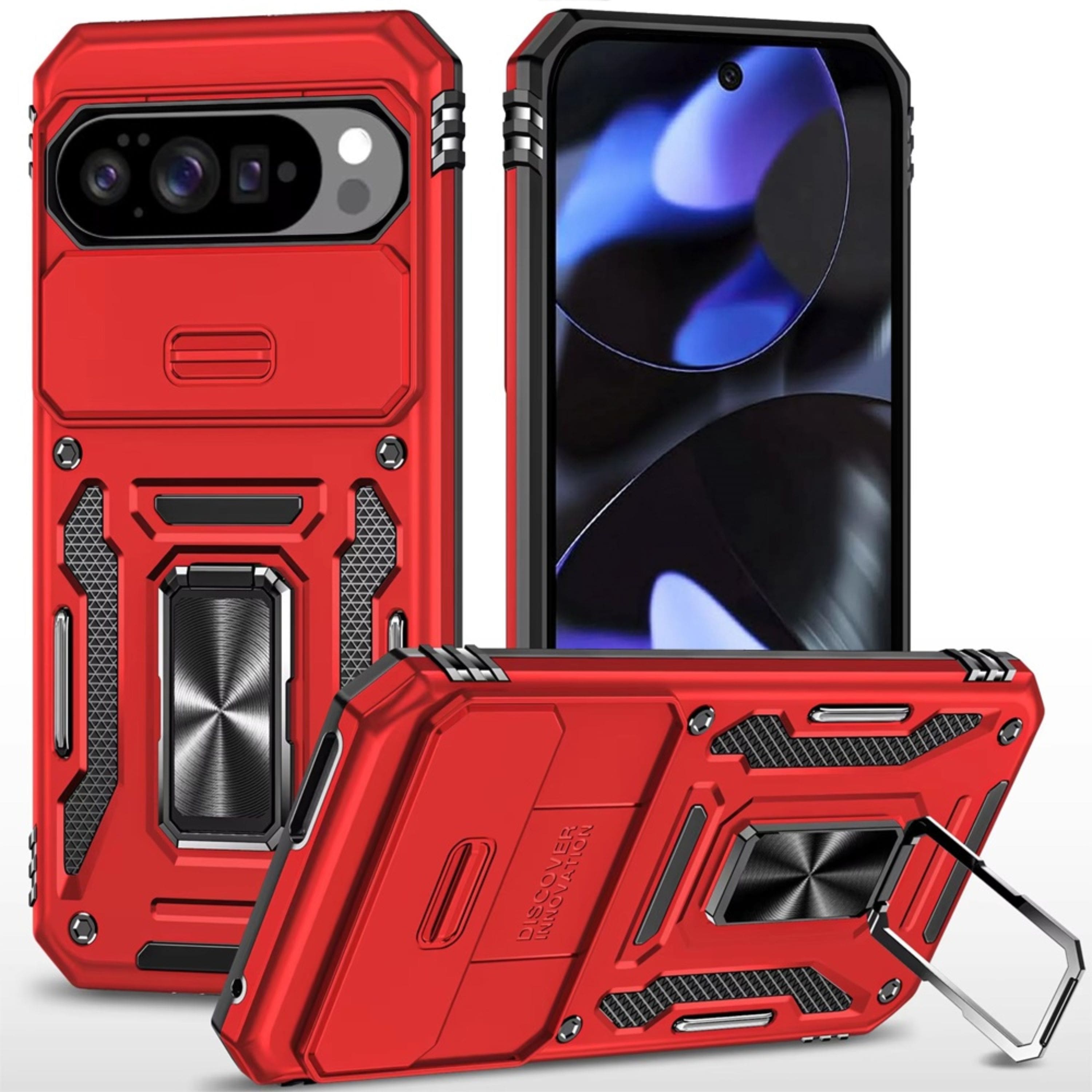 Kitcheniva - Sliding Lens with Metal Stand Plus Tempered Glass For Google Pixel 10/10 Pro - Red