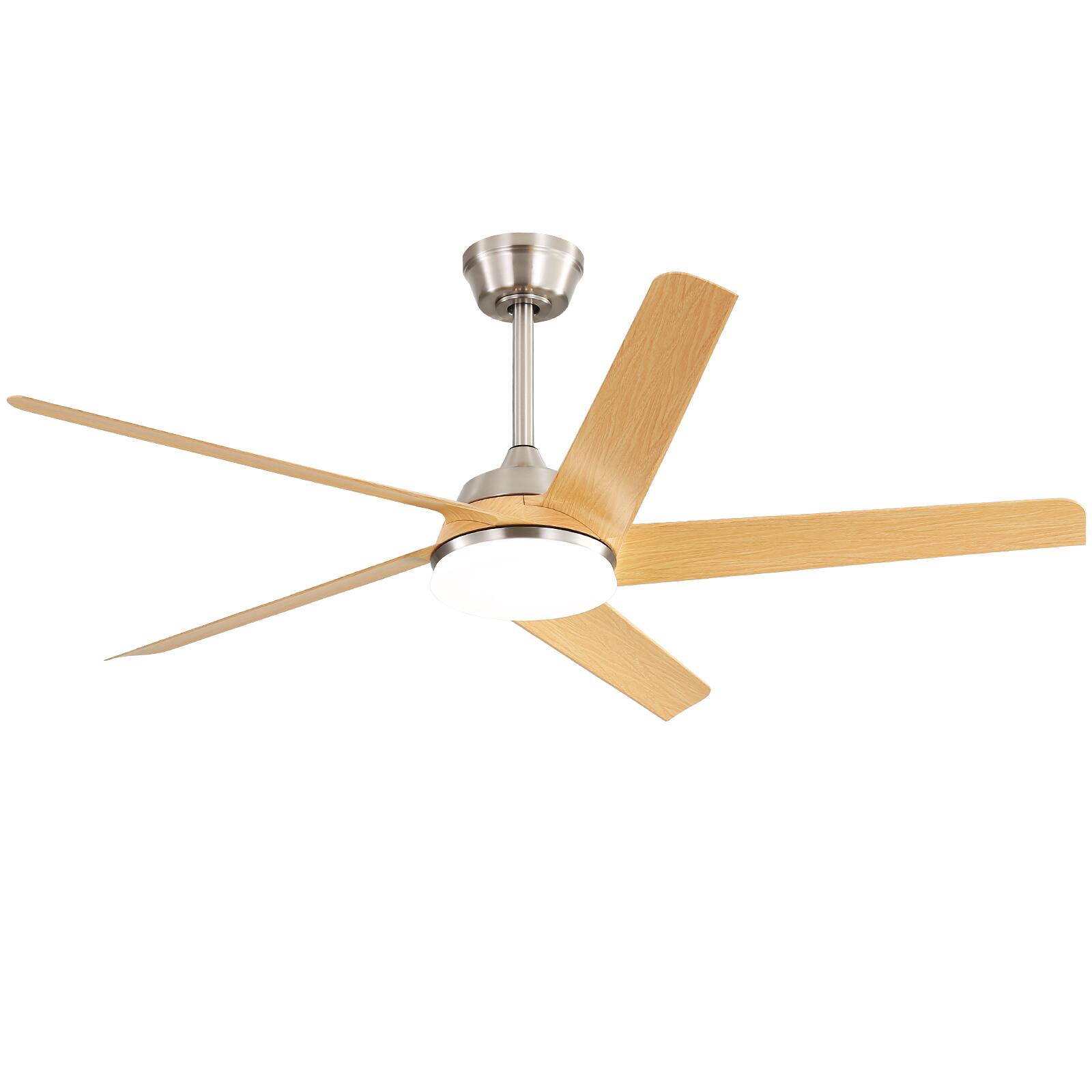 Alt View 4. Sofucor - 52 Inch Ceiling Fans w/ Light and Remote 5 Curved ABS Blades Large Airflow 6000CFM Quiet DC for Bedroom/Farmhouse/Indoor - Nickle.