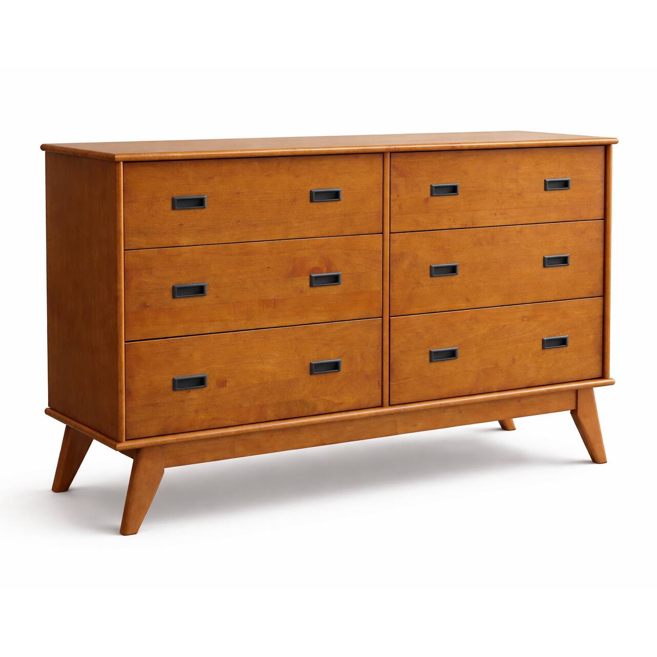 Angle. Simpli Home - Simpli Home Draper 58W 6 Drawer Dresser - Teak Brown.