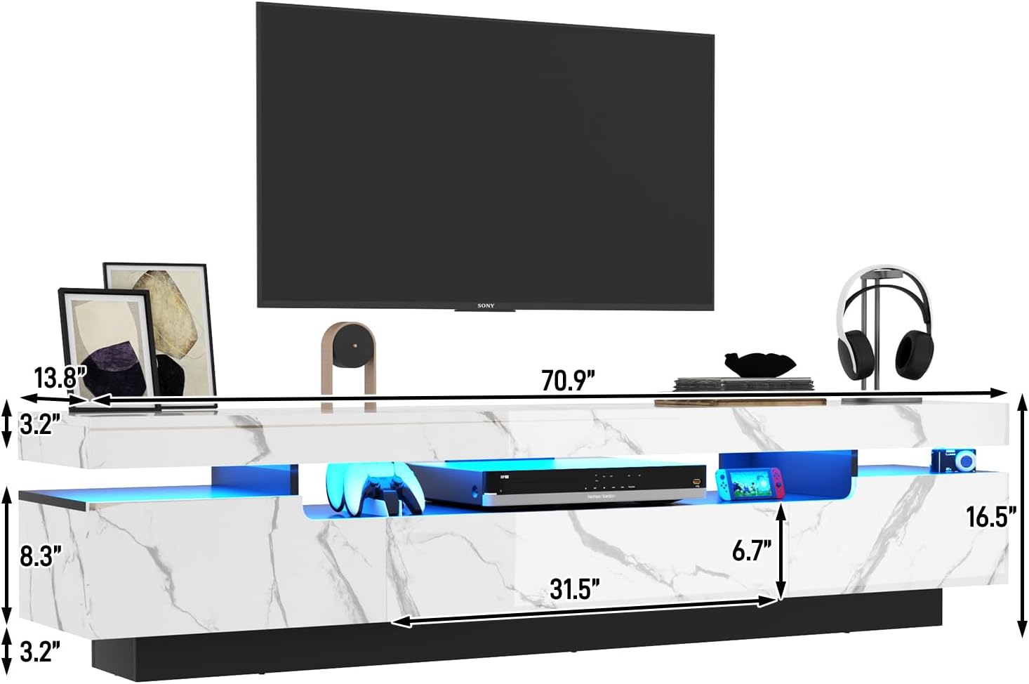 SONY

13.8"  
3.2"  
70.9"  
IFO  
8.3"  
31.5"  
6.7"  
16.5"  
3.2"