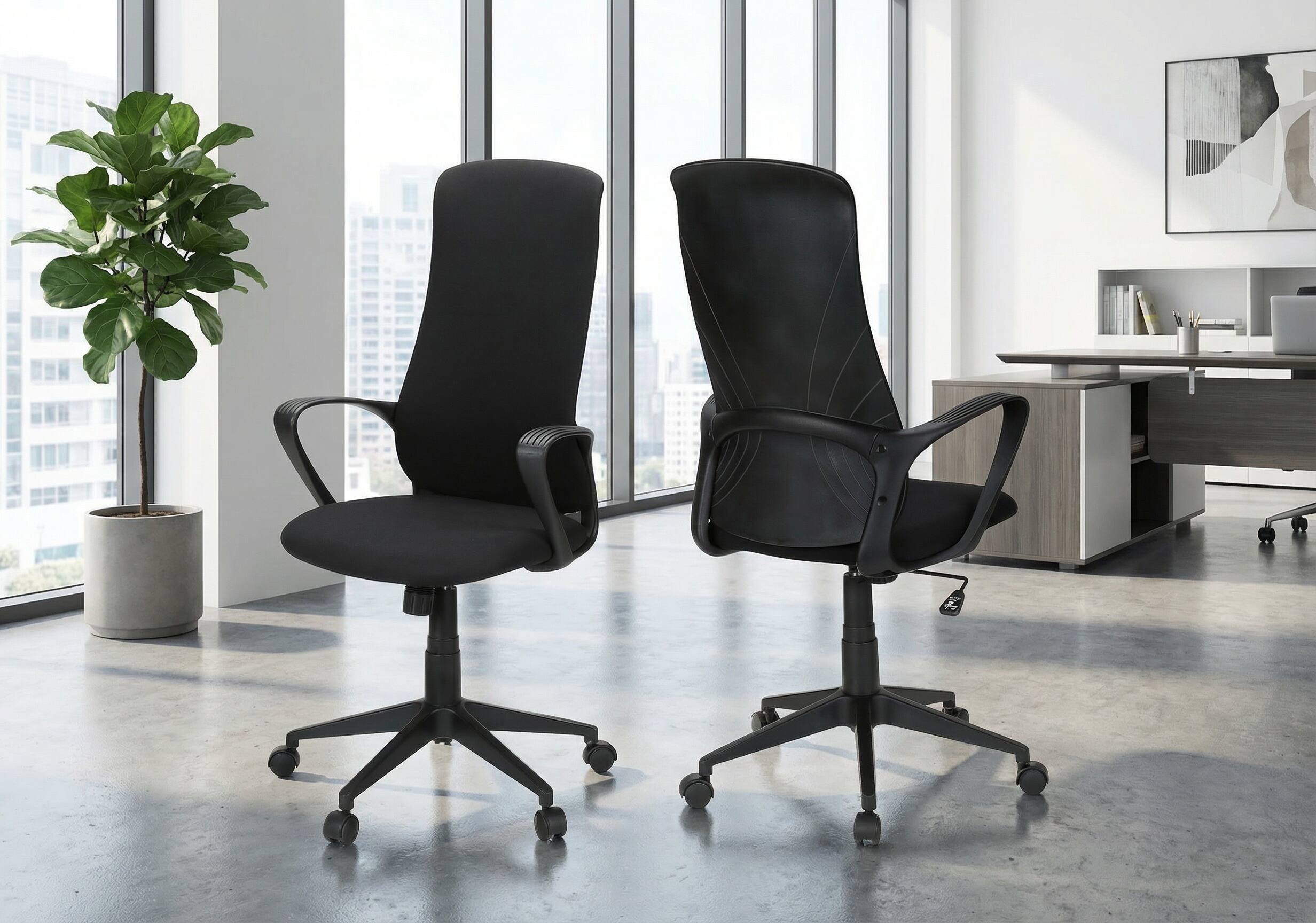 Alt View 4. Forest'nSky - Ergonomic Office Chair with Adjustable Height, Armrests & 360° Swivel - Modern Black Fabric Chair for Work - Black.