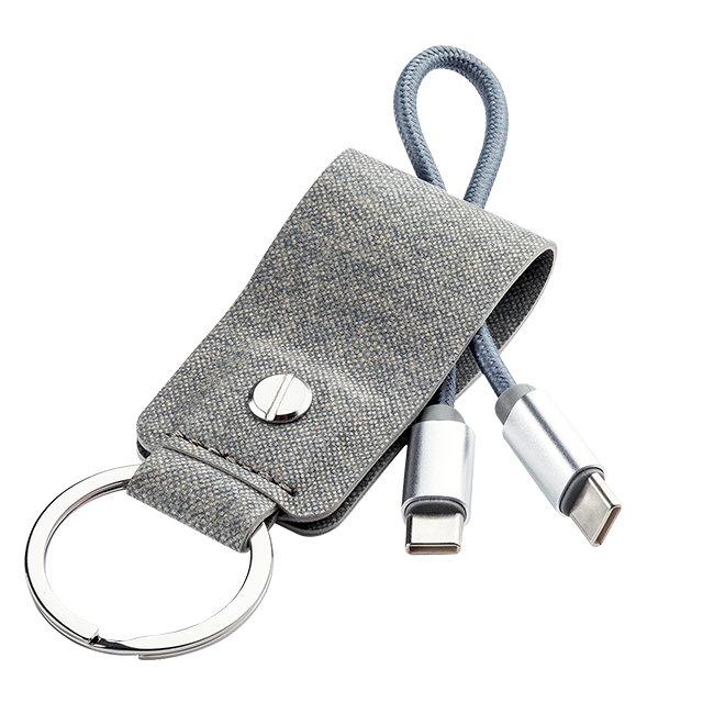 Front. TYLT - Tylt Keychain USB-C To USB-C Portable Keychain Cable - Gray.
