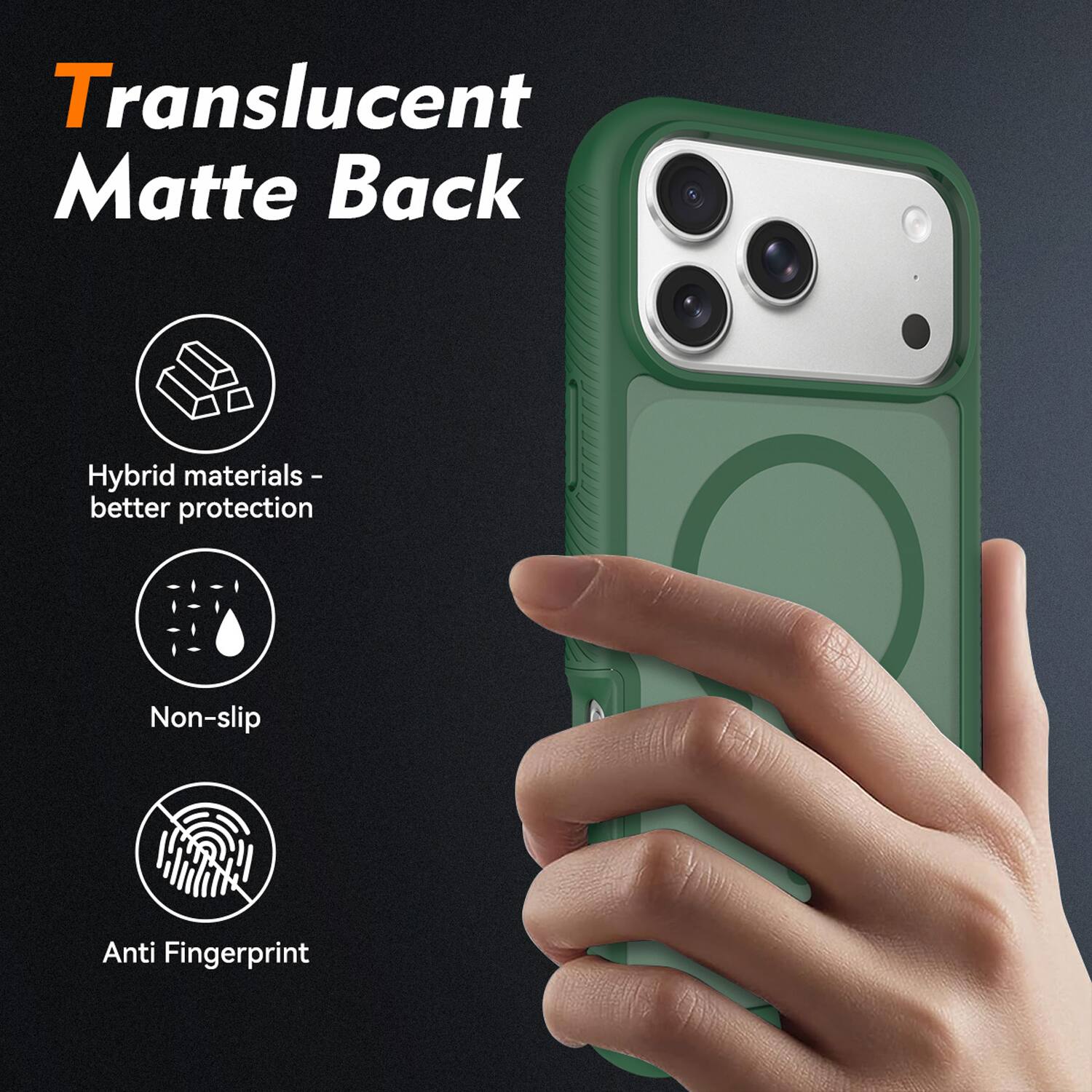 Translucent Matte Back

- Hybrid materials - better protection
- Non-slip
- Anti Fingerprint