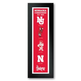 Sporticulture - Nebraska Huskers Framed 12" x 36" Logo Heritage Art Print - Multicolor
