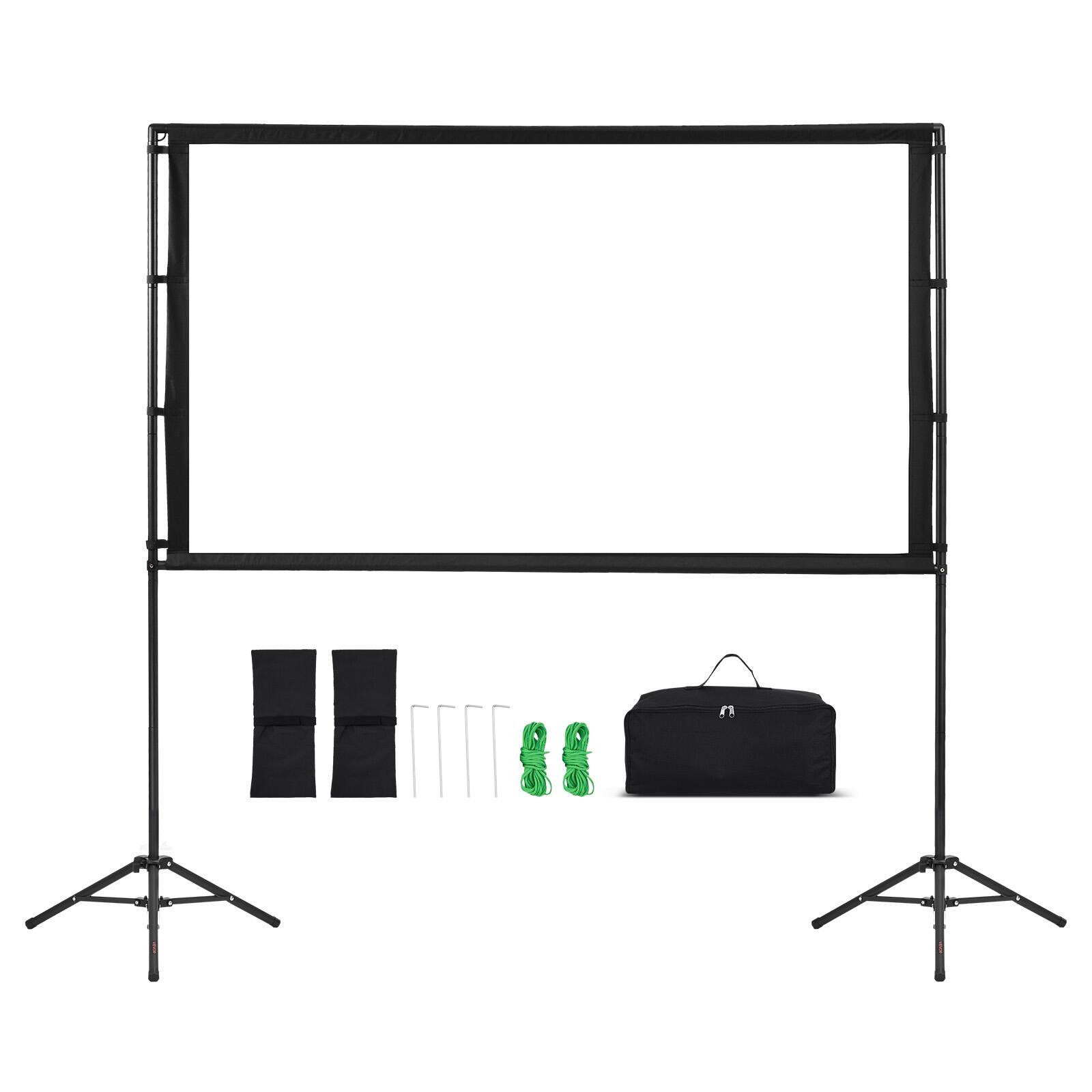 Alt View 5. VEVOR - Projector Screen with Stand, 84 Inch 160° Wide Angle Indoor Outdoor Projection Screen, 16:9 4K HD Dual-Tripod Screens - Black.
