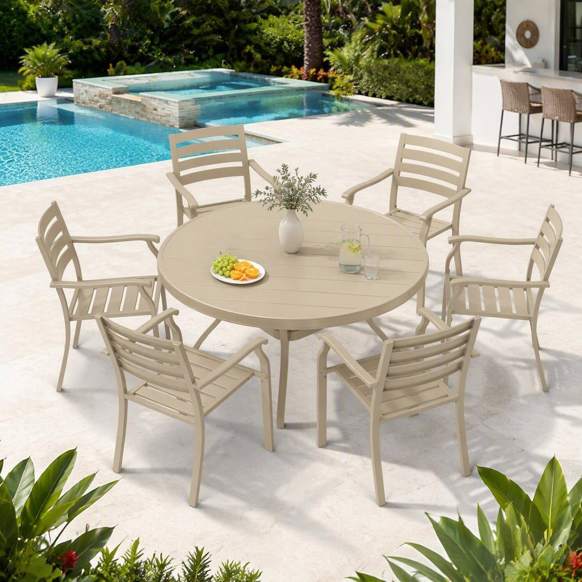 Left. RYHNUYNE - Round Mosaic Outdoor Side Table with Ceramic Top,Outdoor End Table for Patio Balcony Garden - White+Blue.