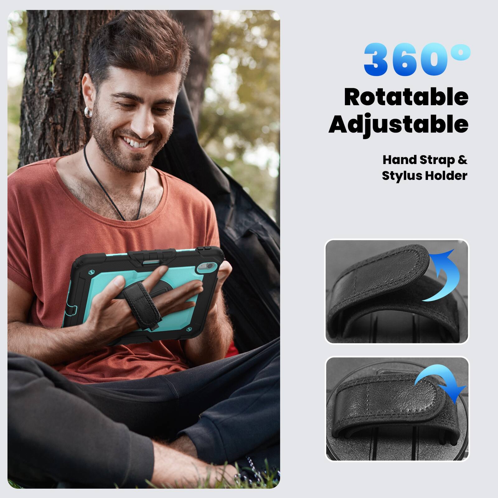 360° Rotatable Adjustable Hand Strap & Stylus Holder