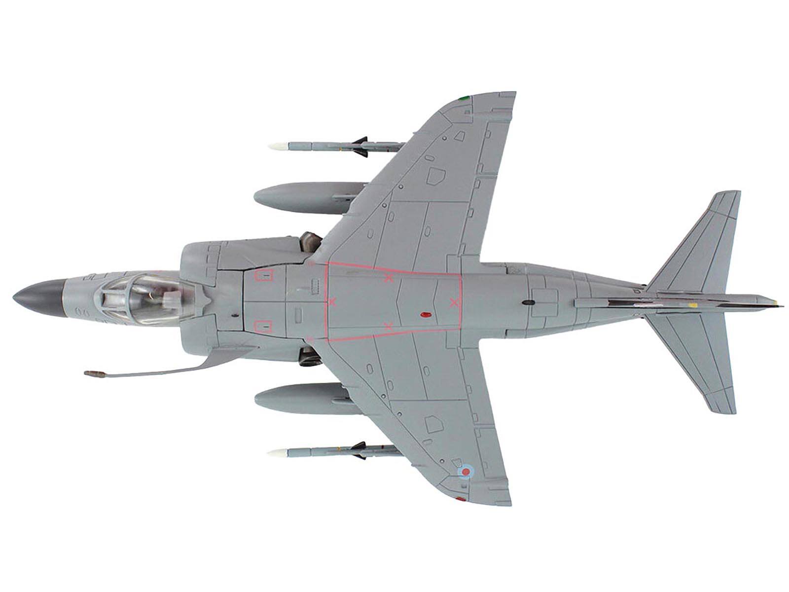 Left. Hobby Master - British Aerospace Sea Harrier FA.2 with Sea Eagle Missiles "ZH804 Fairford" 2002 Royal Navy "Air Power Series" 1/72 - Grey.