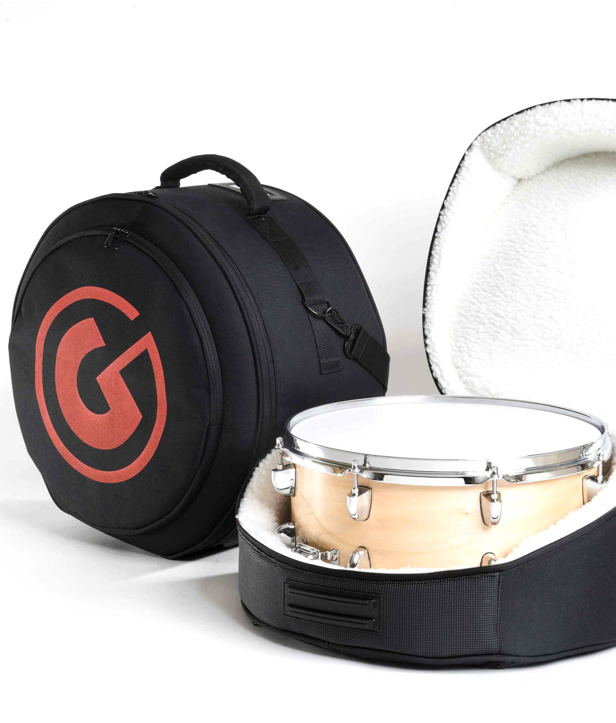 Alt View 1. Gibraltar Hardware - 14" Pro Fit Deluxe Snare Drum Bag with Cross-Cut Zipper, Plush Interior Padding, Shoulder Strap and Accessory Pocket.