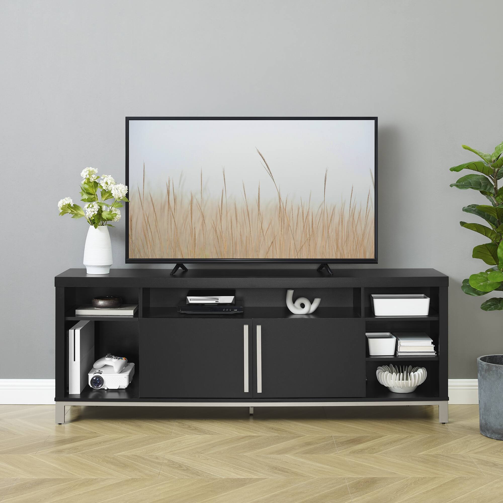 Alt View 12. Insignia™ - TV Stand for Most TVs Up to 80” with Gaming Nook - Black.
