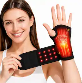 Morfone - 36LED 660nm+850nm Red Light Therapy Wrist Wrap Cordless Heated Wrist Massager - Black