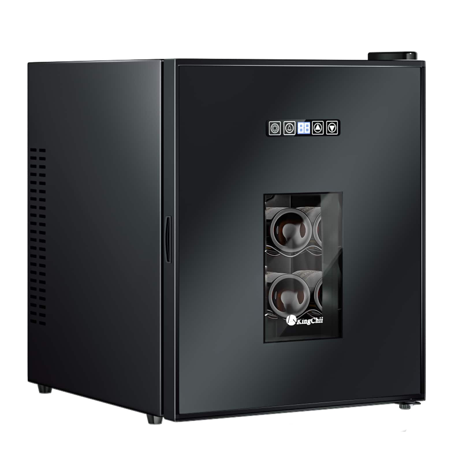 KingChii - 16-Bottle Thermoelectric Wine Cooler Refrigerator with Advanced Cooling Technology and Glass Door - Black