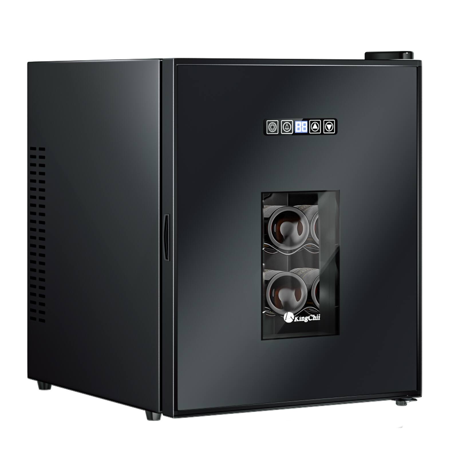 Front. KingChii - 16-Bottle Thermoelectric Wine Cooler Refrigerator with Advanced Cooling Technology and Glass Door - Black.