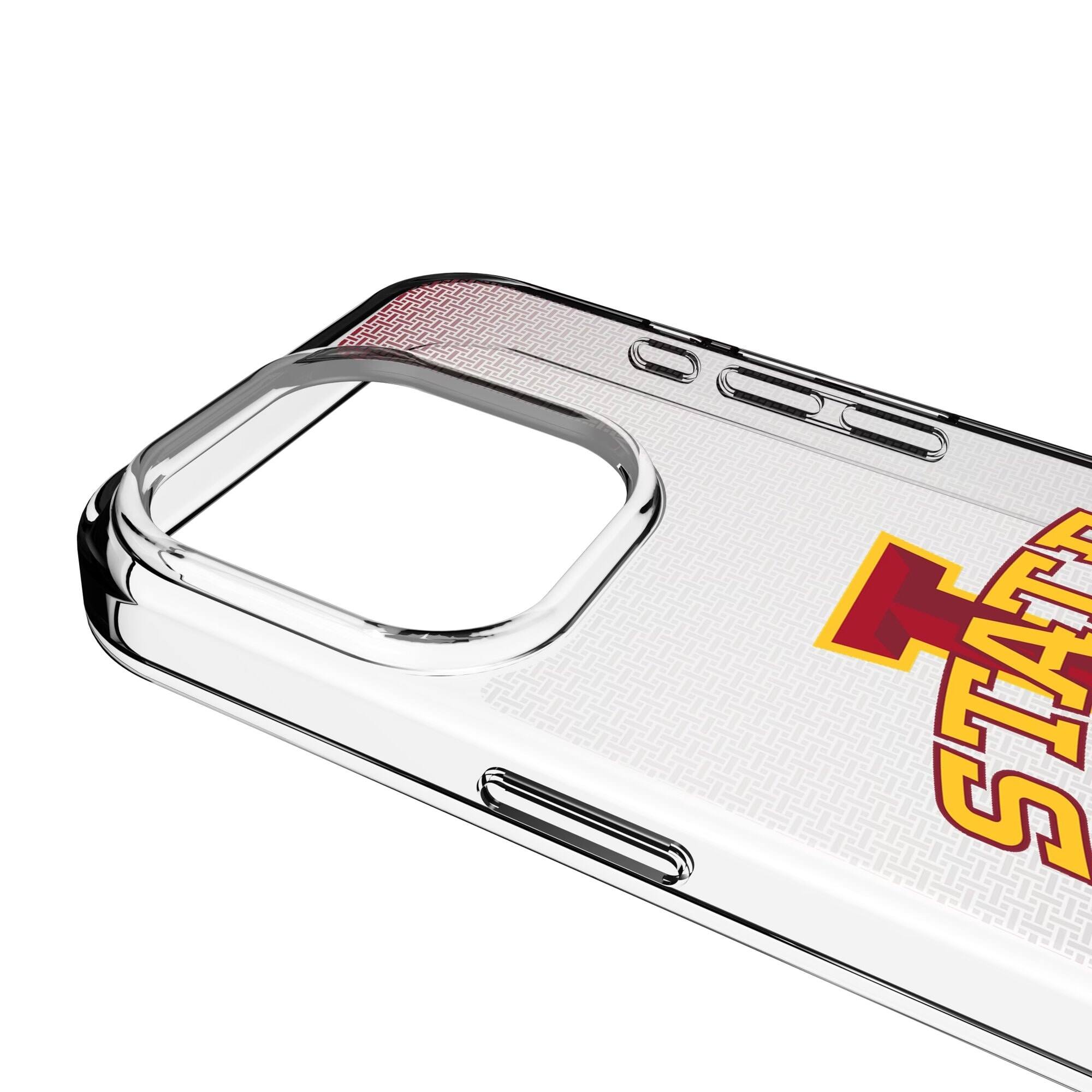 Alt View 2. Keyscaper - Iowa State Cyclones Linen Logo iPhone Clear Case - 14 Pro - Multicolor.