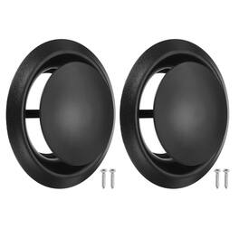 Unique Bargains - 2Set 5" Round Ceiling Diffuser, 304 Stainless Steel Adjustable Wall Air Vent Diffuser Duct Cover Exhaust Supply - Black