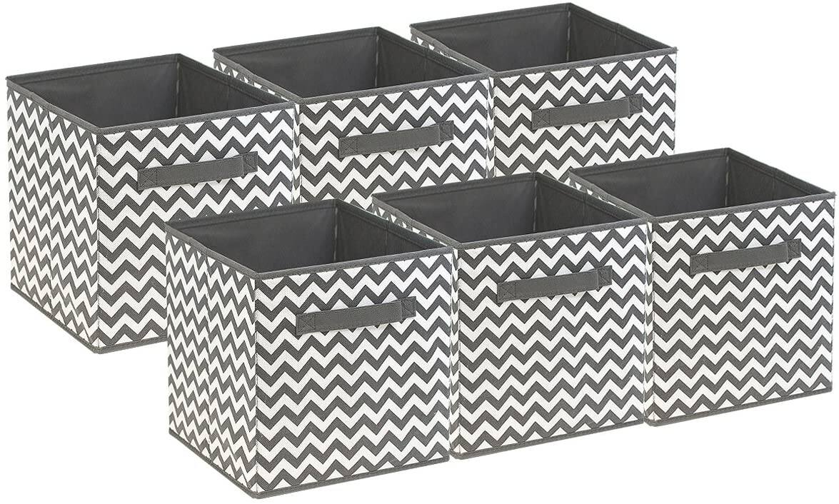 Alt View 4. Sorbus - Sorbus Foldable Storage Cubes - 6 Fabric Baskets for Organizing Pantry, Closet, Shelf, Nursery, Playroom, Toy Box, Cubby - Gray Chevron.