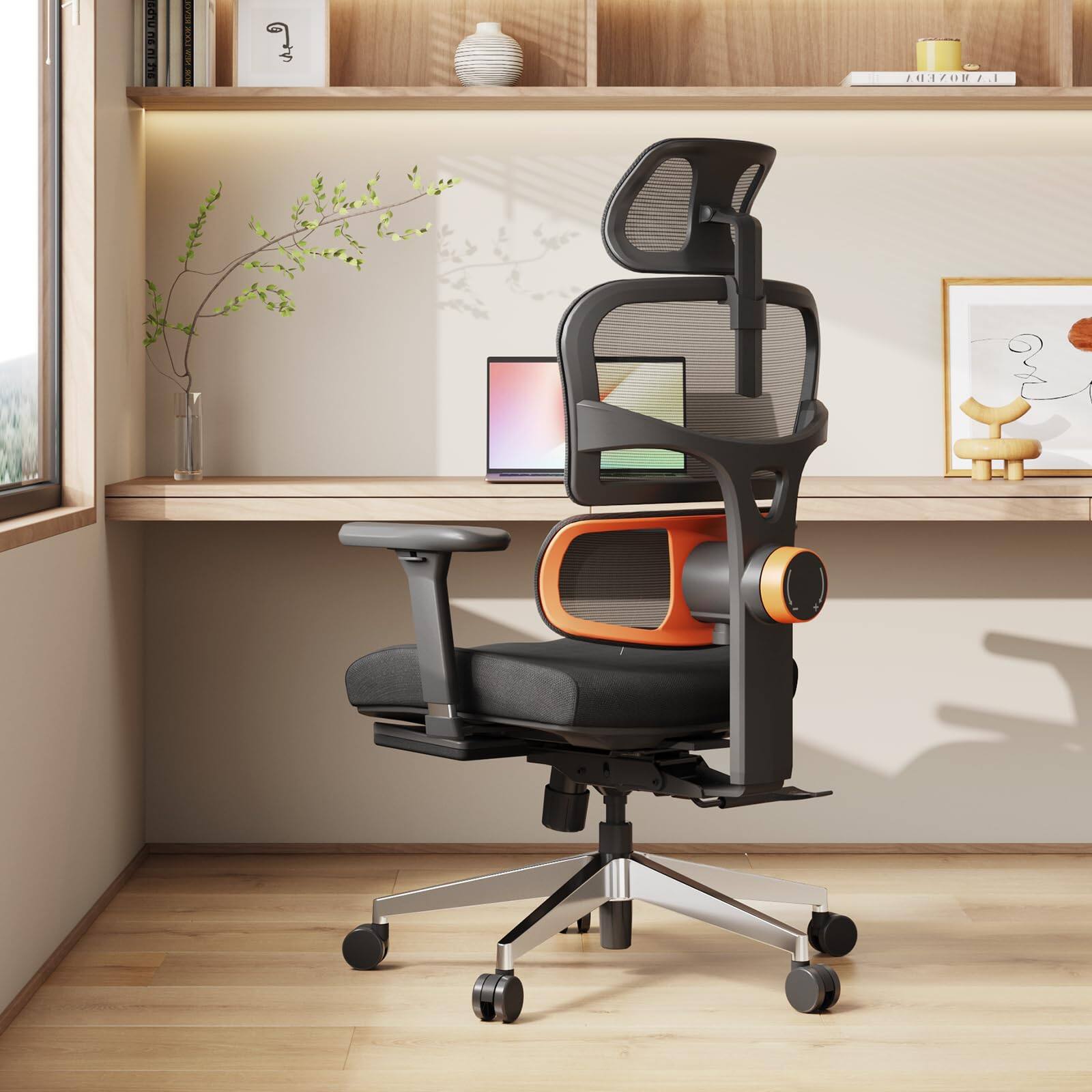 Angle. Newtral - NT002 Ergonomic Dual Back Office Chair with Korea Filo Mesh, Fully Adaptive Lumbar Support, 4D Armrests, and Footrest - Black.