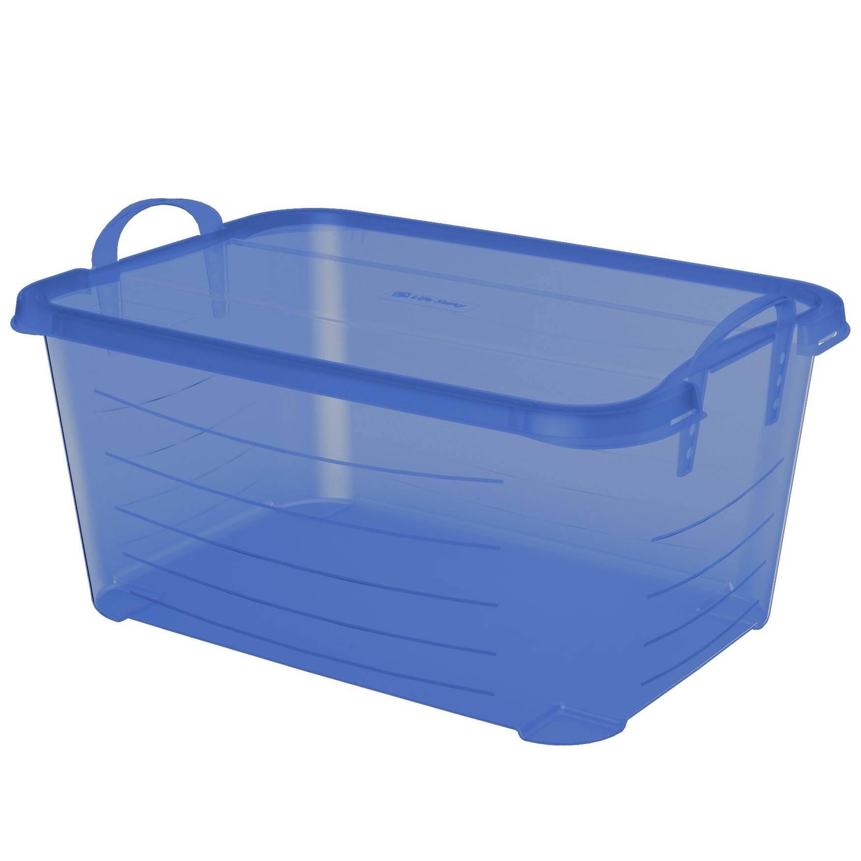 Alt View 4. Life Story - Life Story 55 Quart Stackable Storage Bin, Light Duty Container, Blue, 12 Pack - Blue.