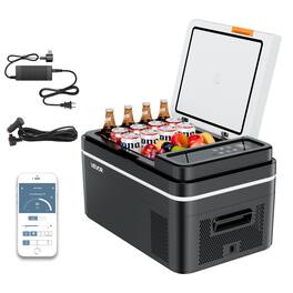 VEVOR - Car Refrigerator, DC 12/24V AC100-240V Compressor Electric Cooler, -4°F to 68°F Car Fridge with APP Control - Black
