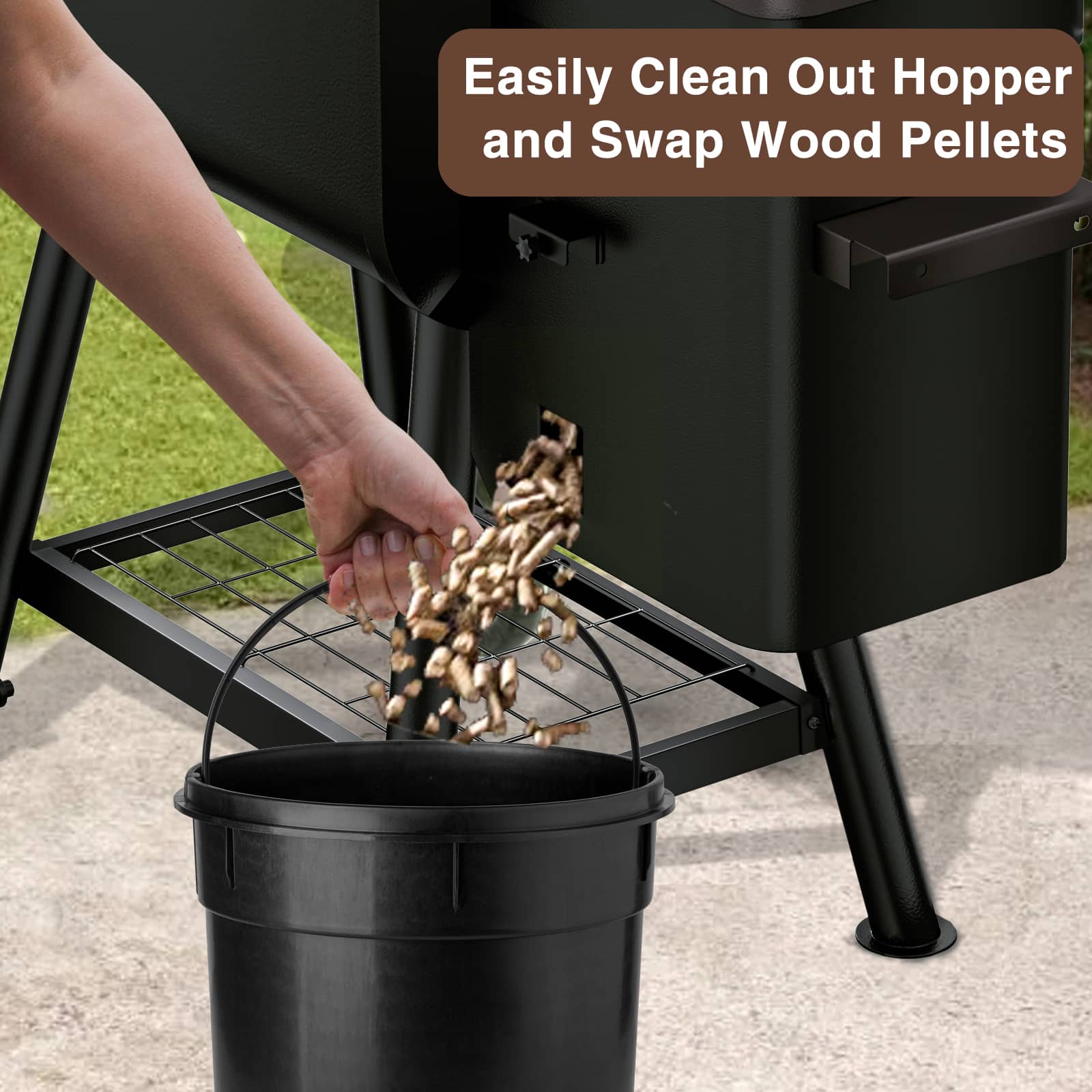 KingChii 456 Sq. In. Pellet Grill and Smoker with Side Shelf and