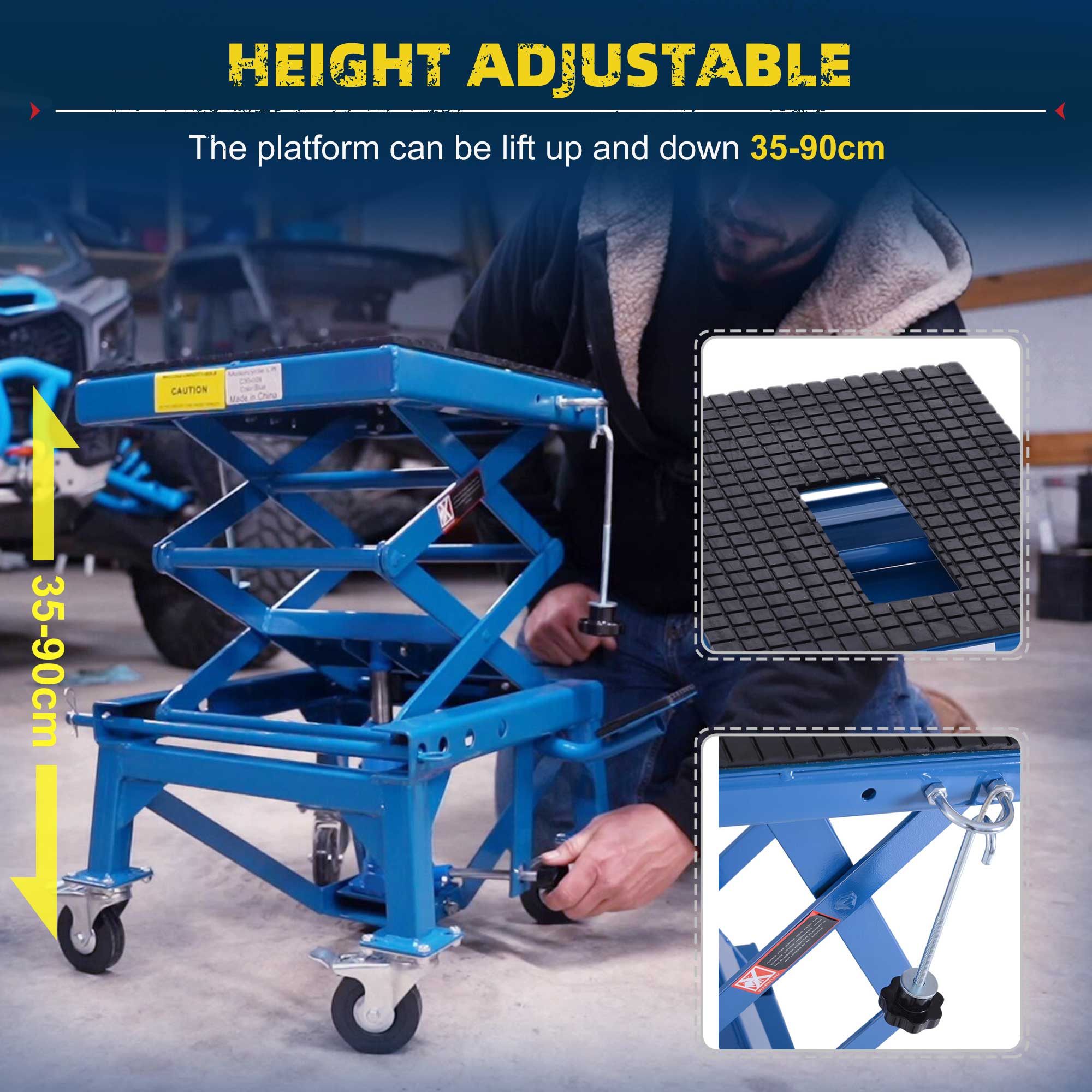 HEIGHT ADJUSTABLE
The platform can be lift up and down 35-90cm
1 35-90cm
CAUTION Coom N  Chcs