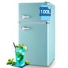 Front. WANAI - 3.5 Cu.Ft Retro Mini Fridge with Top Freezer, Dual Door Refrigerator with Handles - BLUE.