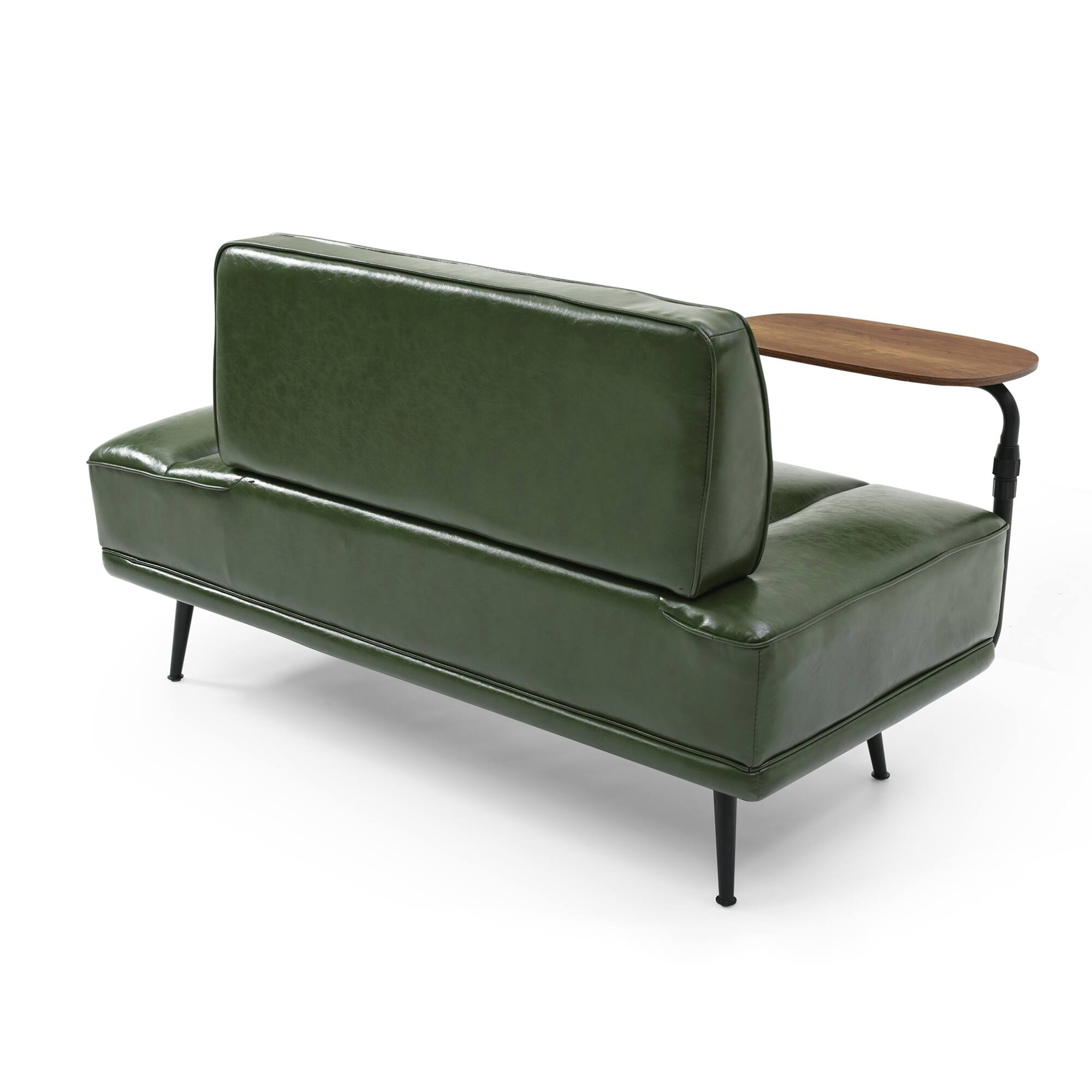 Left. GOODSILO - Modern Upholstered Bench with Swivel Tray and Side Table for Bedroom and Living Room - Green.