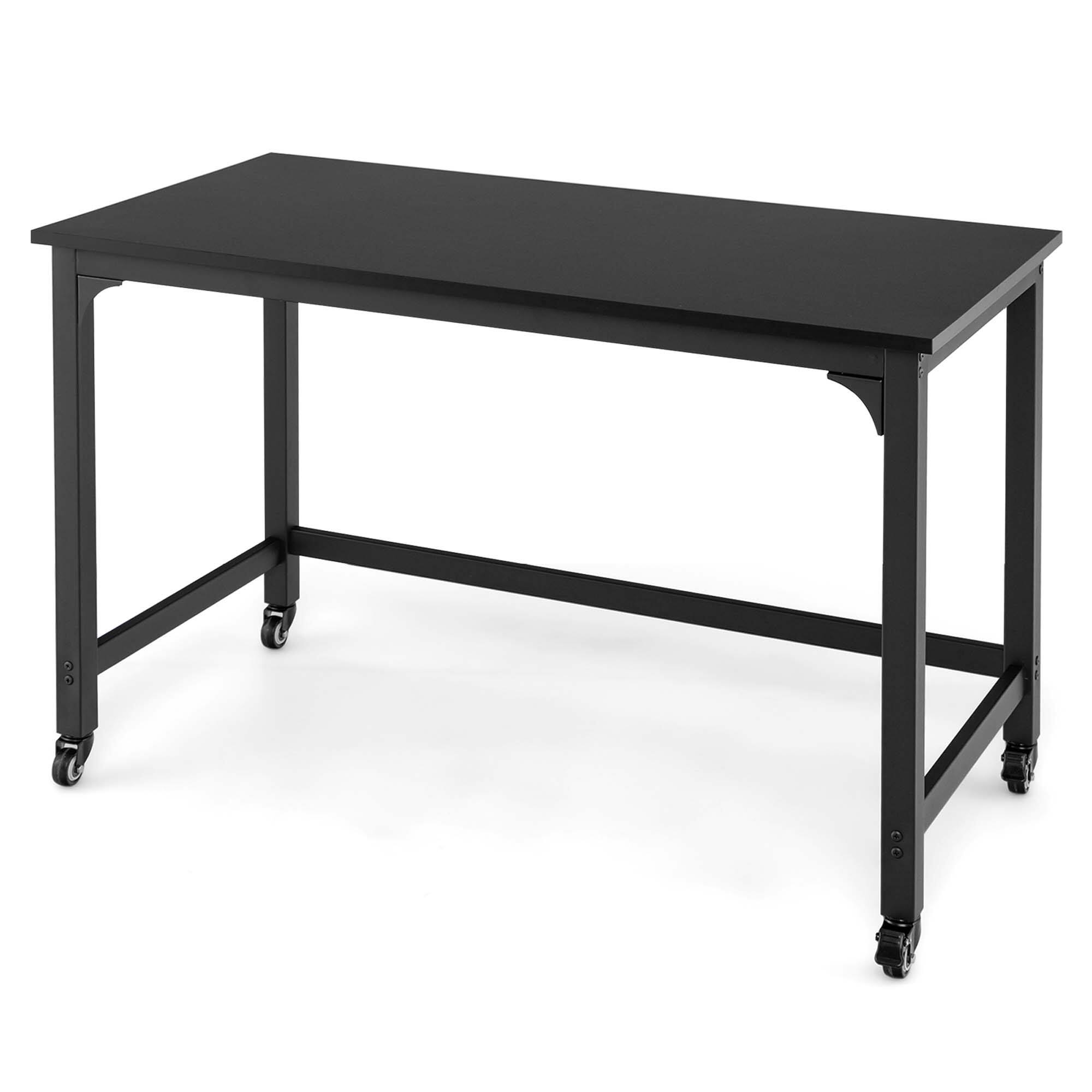 Alt View 19. Costway - Metal Framed Computer Desk with Wood Tabletop - Black.
