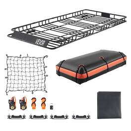 VEVOR - Roof Rack Basket,84 x 39 x 4.1 in, Universal Rooftop Cargo Carrier with 7.9 x 3.9 x 10.2 in Cargo Bag,Net,Ratchet Straps - Black