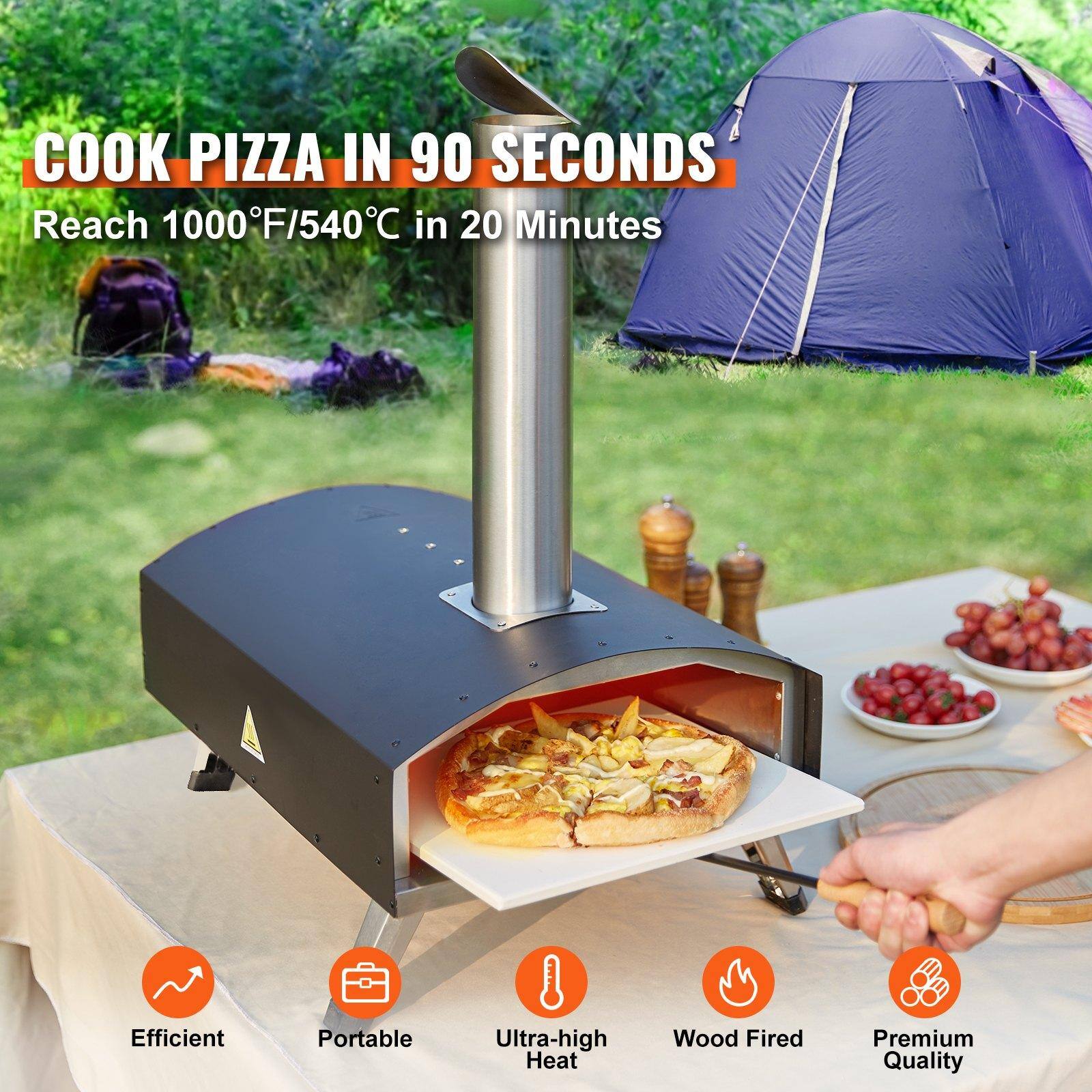 COOK PIZZA IN 90 SECONDS  
Reach 1000°F/540°C in 20 Minutes  

Efficient  
Portable  
Ultra-high Heat  
Wood Fired  
Premium Quality