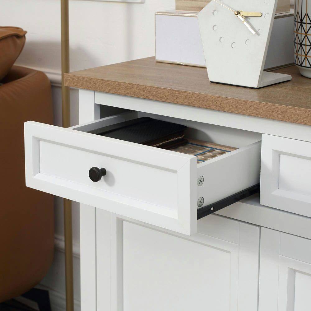 Angle. Kadyn - Sideboard Buffet with 2 Drawers & Double-Door Cupboard for Entryway, White - White.