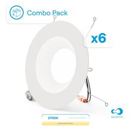 Infibrite - 6 In. Retrofit 2700K Soft Integrated LED Recessed Light Kit 12W 1100LM Remodel, Dimmable, Wet Rated (6 Pack) - White